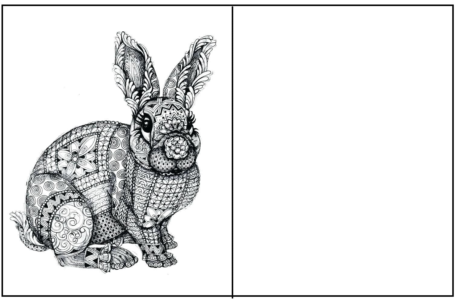 Rabbit Animal Mandala Card Coloring Page