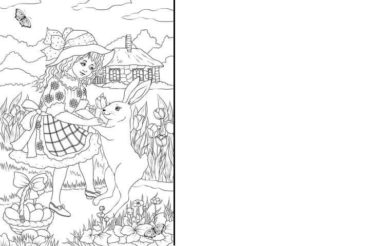 Rabbit Father Printable Image Card Coloring Page