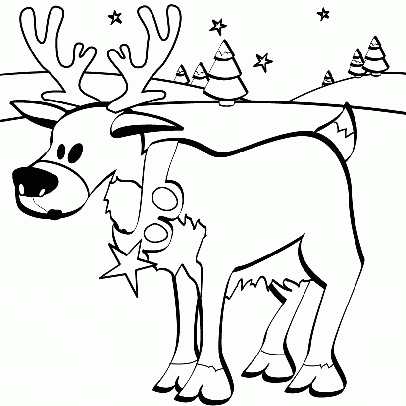 Reindeer Image For Kids Coloring Page