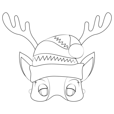 Reindeer Mask Coloring Page