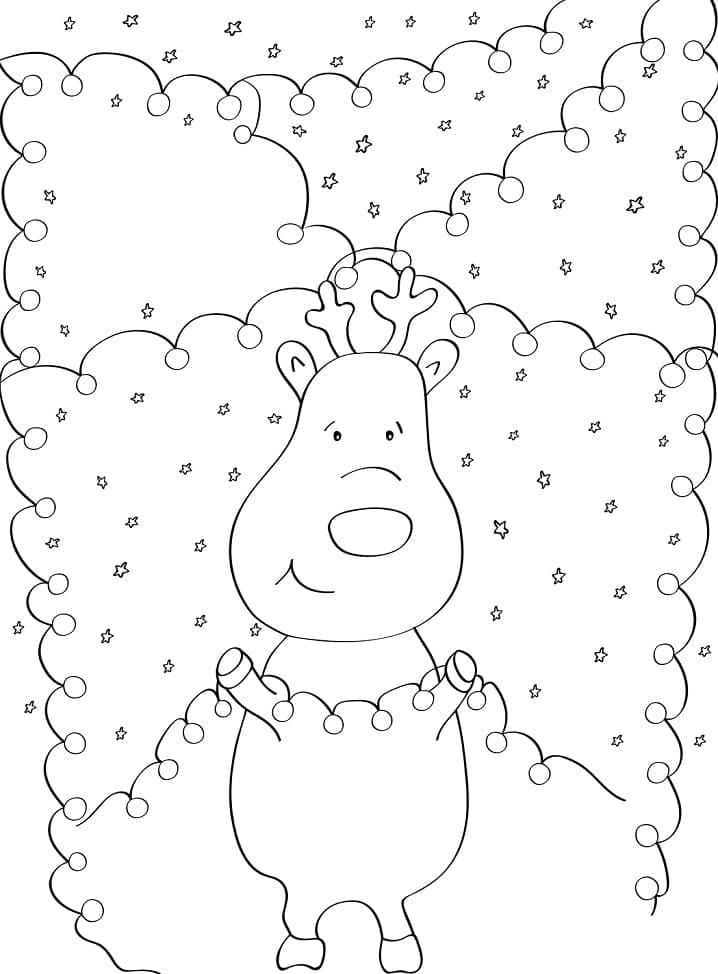 Reindeer With Christmas Lights Picture Coloring Page