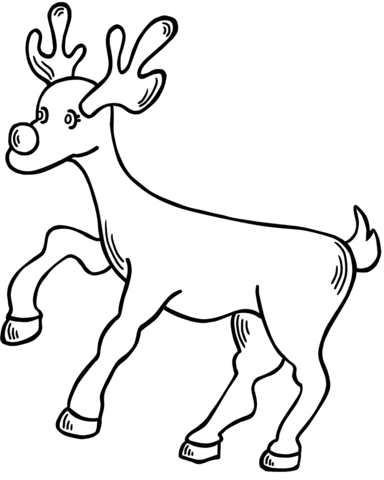Rudolph Christmas Reindeer For Kids Coloring Page