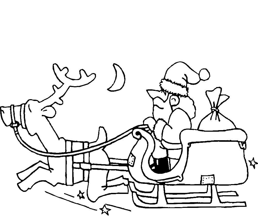 Santa And Sleigh Image Coloring Page