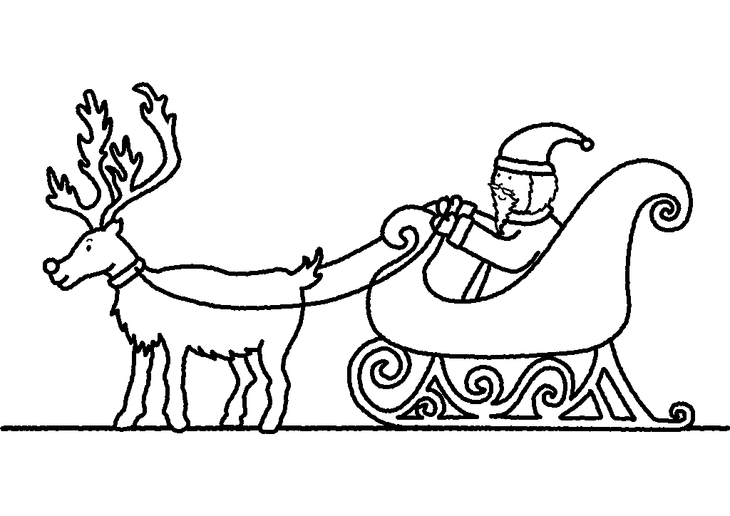 Santa And Sleigh Coloring Page