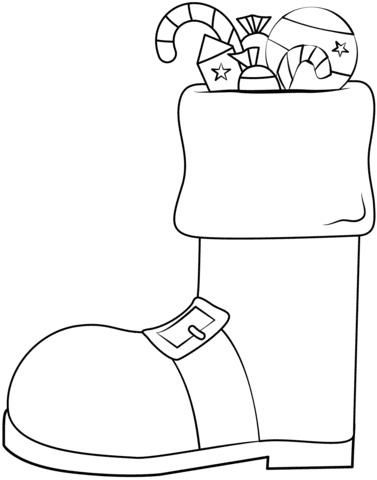 Santa Boot For Kids Coloring Page