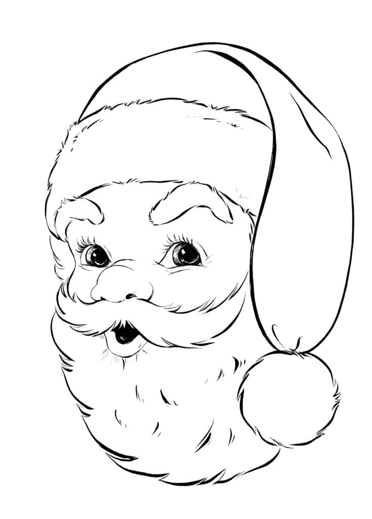 Santa Christmas Drawing For Kids Coloring Page