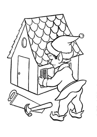 Santa Elf Is Working On Doll House Image For Kids