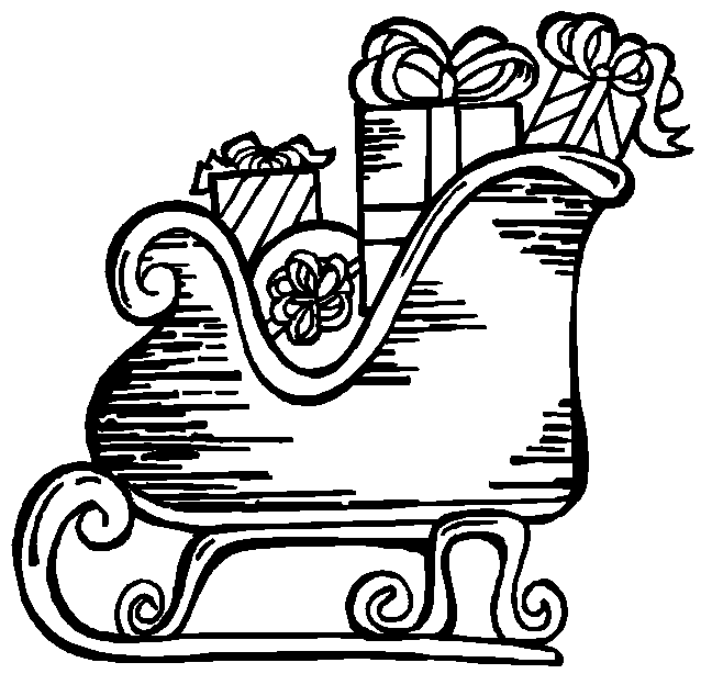Santa Sleigh For Children Printable Coloring Page
