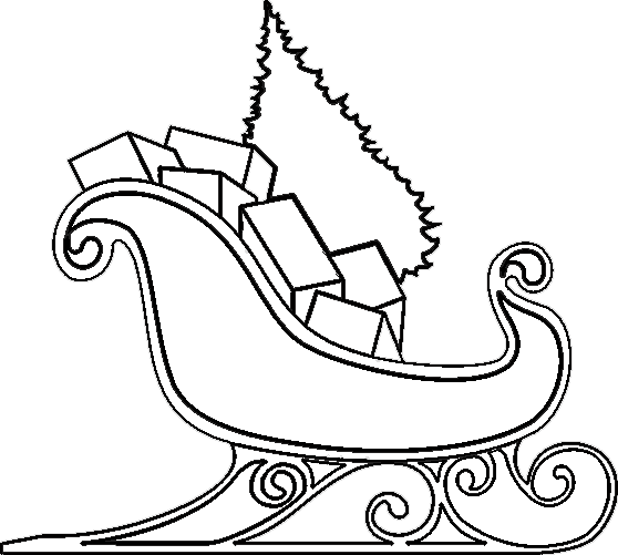 Santa Sleigh Image For Children Coloring Page