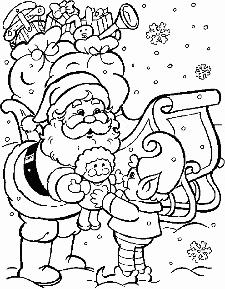Santa Sleigh On Christmas Image Coloring Page
