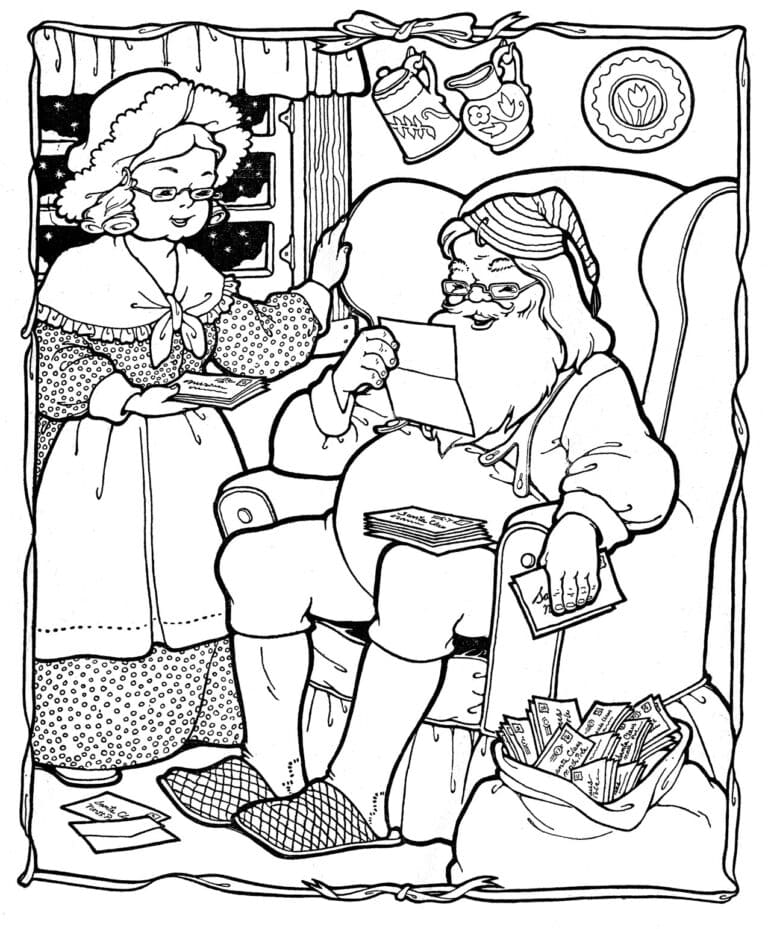 Santa Vintage Image For Kids Coloring Page