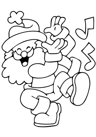 Santa is Singing For Kids Coloring Page