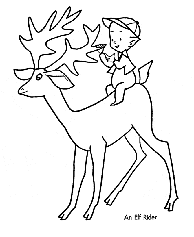 Santa’s Reindeer Image For Kids Coloring Page