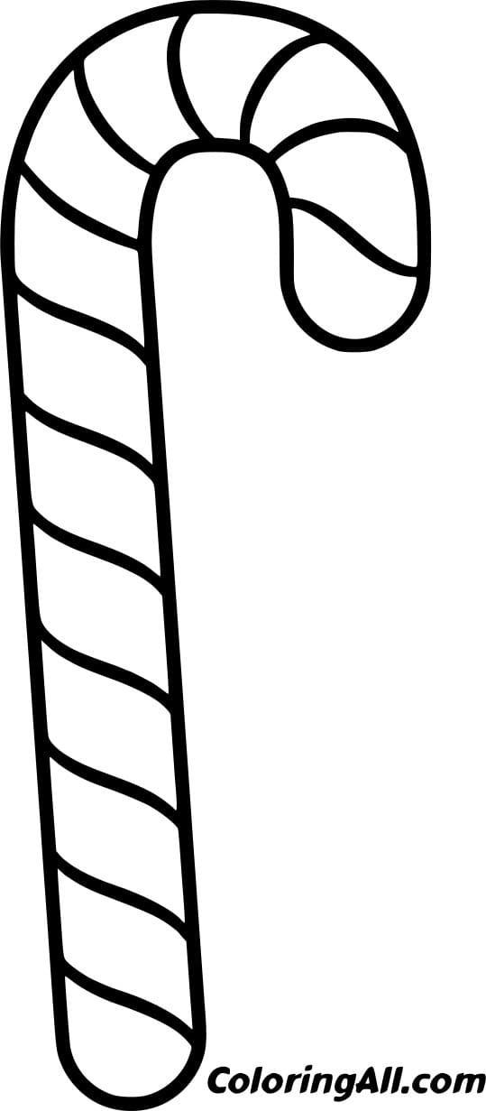 Simple Candy Cane For Kids Coloring Page