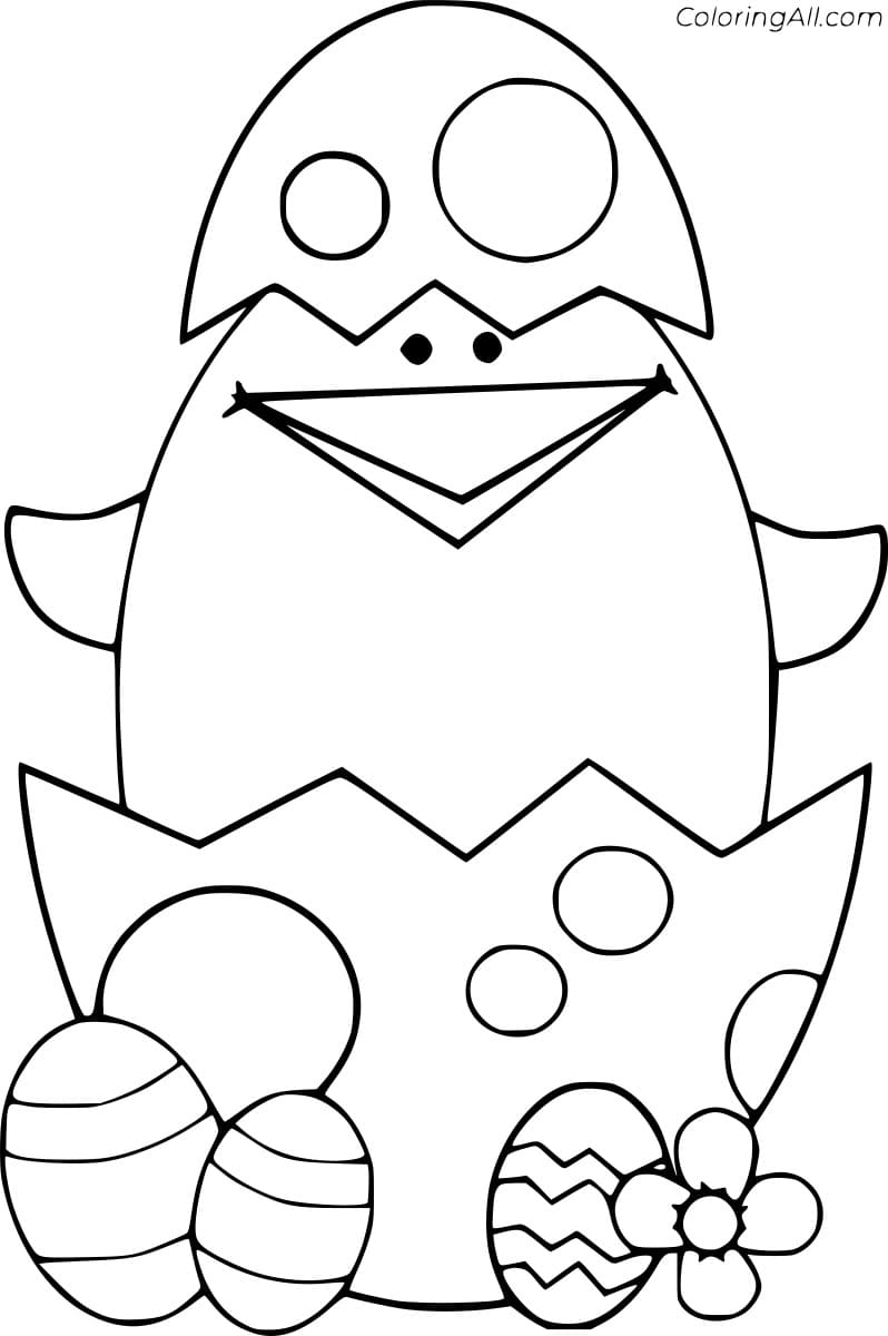 Simple Easter Chick For Children Picture Coloring Page