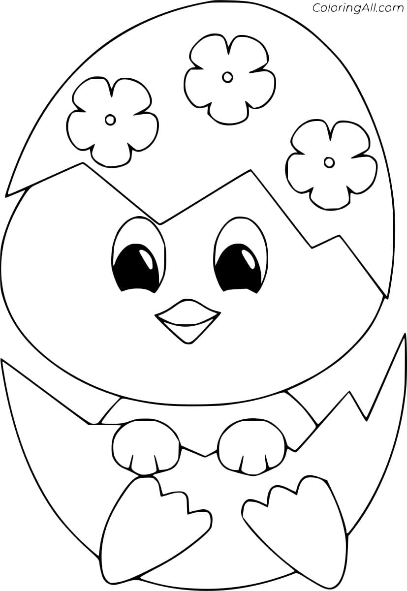 Simple Easy Easter Chick Coloring Page