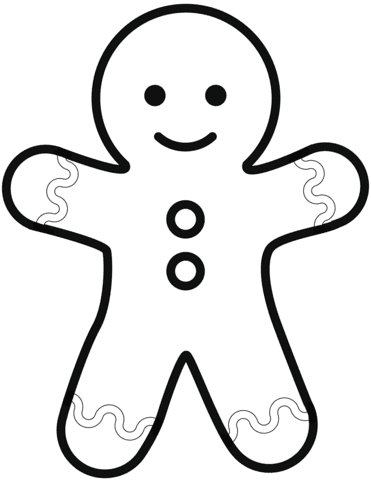 Simple Gingerbread Man Image For Kids Coloring Page