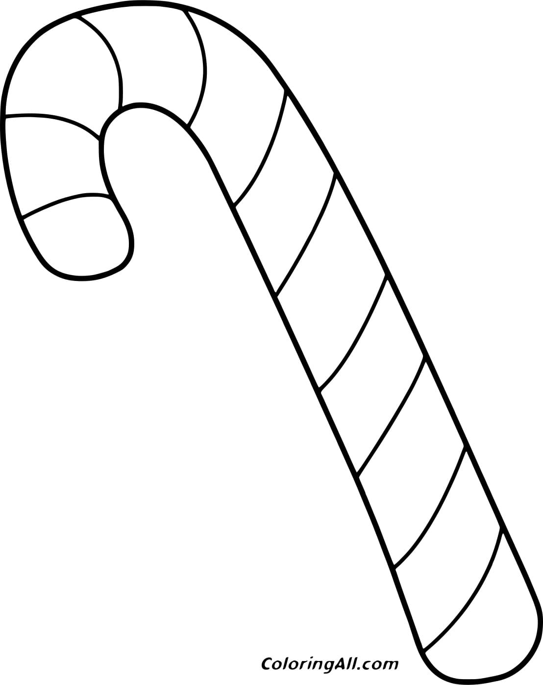 Simple Vertical Candy Cane For Kids Coloring Page