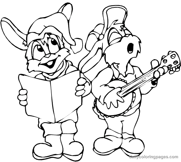 Singing Christmas Coloring Page