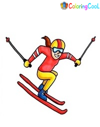 Skiing Drawing Is Created In 9 Easy Steps Coloring Page