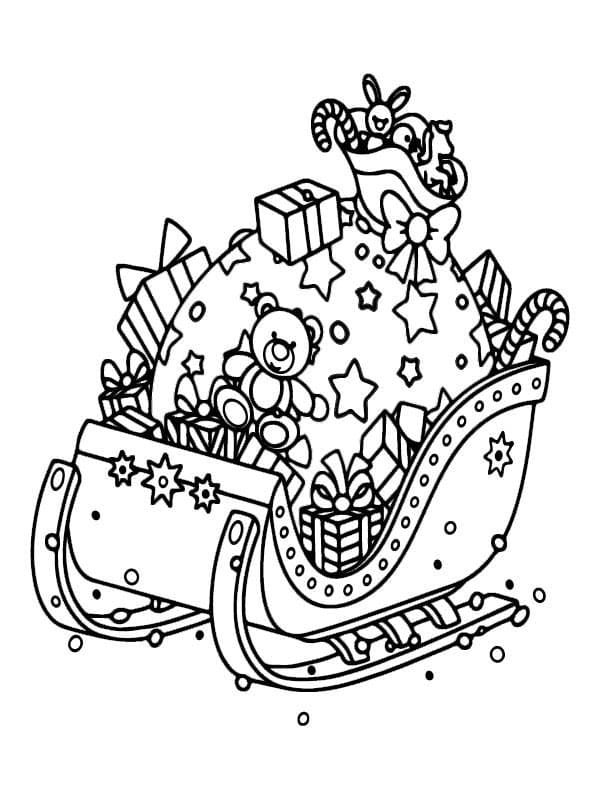 Sleigh Full Of Christmas Gifts Coloring Page