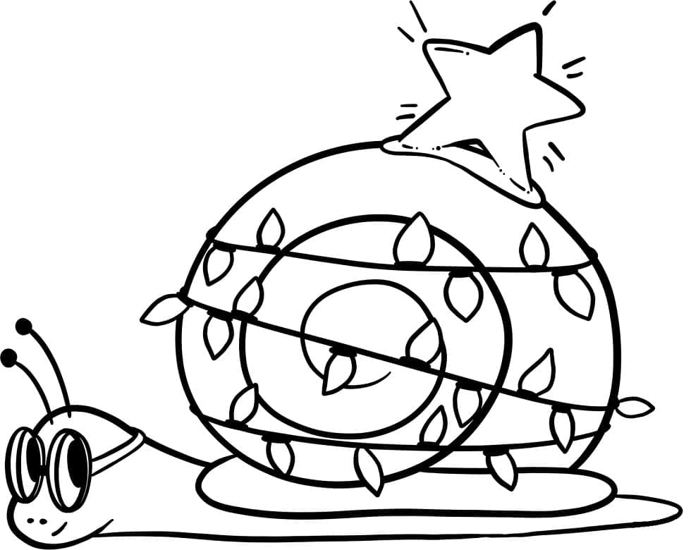 Snail With Christmas Lights Picture Coloring Page