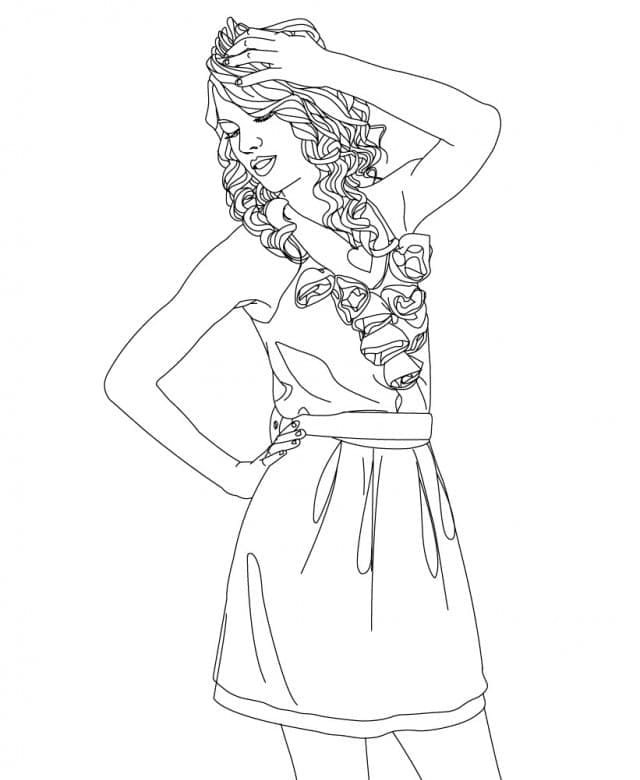 Taylor Swift In A Dress Image For Children Coloring Page