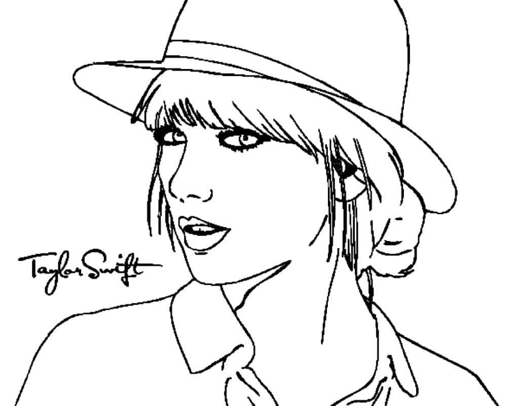 Taylor Swift In A Hat Coloring Page