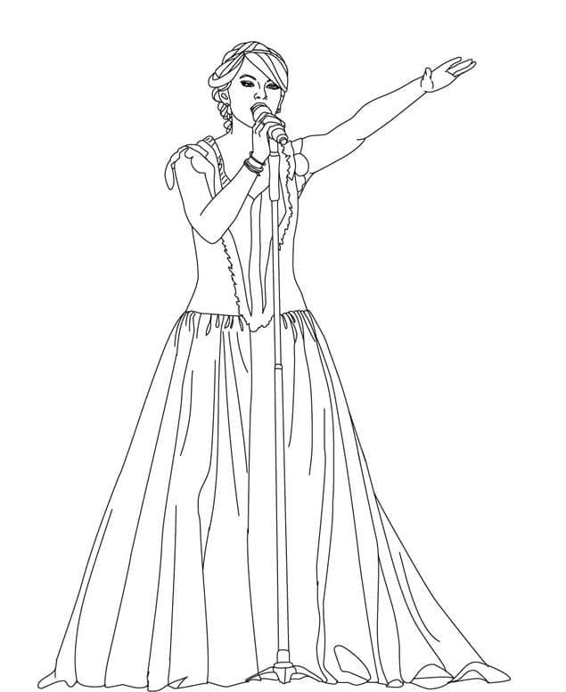 Taylor Swift In Concert Coloring Page