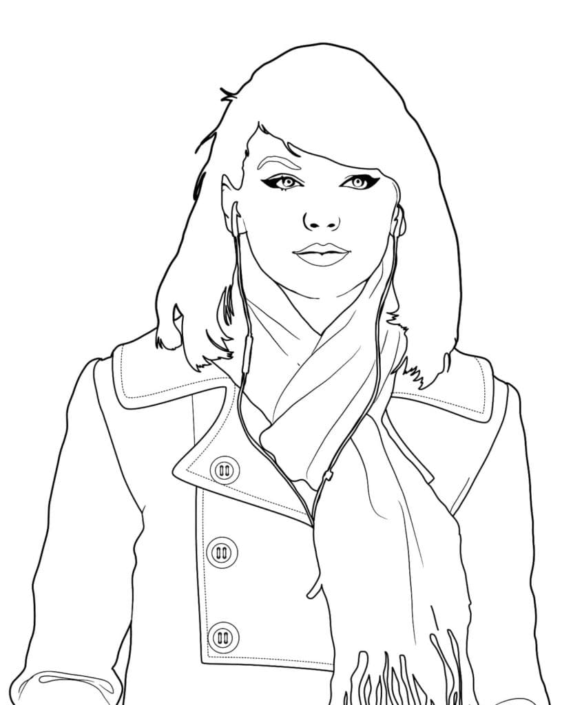 Taylor Swift In Warm Clothes Coloring Page