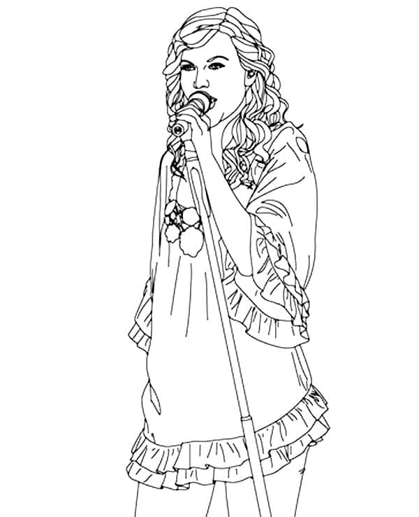 Taylor Swift Performs On Stage Coloring Page