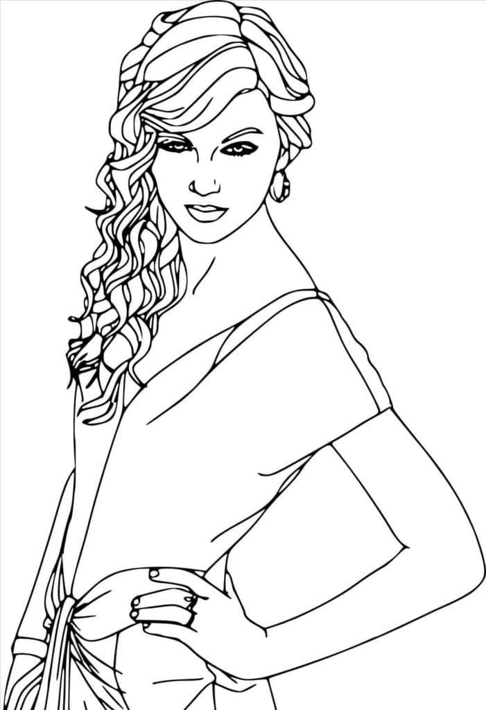 Taylor Swift Posing Coloring Page