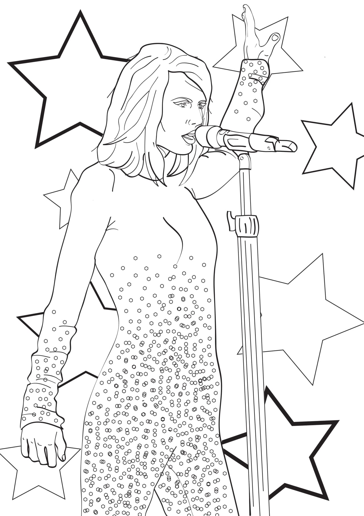 Taylor Swift Singing Image For Children Coloring Page