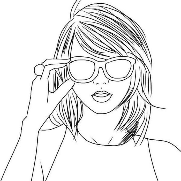 Taylor Swift With Glasses Image For Kids Coloring Page