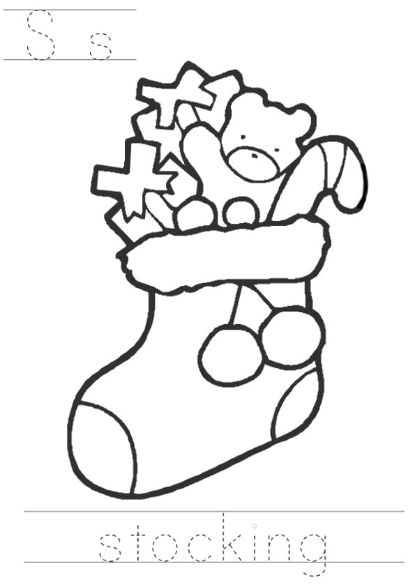 The S For Stocking Doll Printable Coloring Page