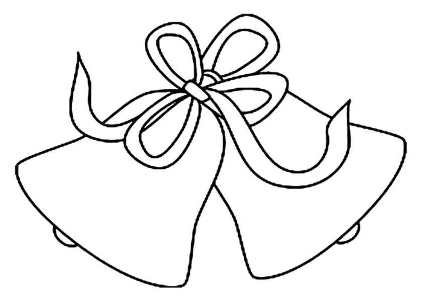 The Simple Bell With A Ribbon Image For Kids Coloring Page