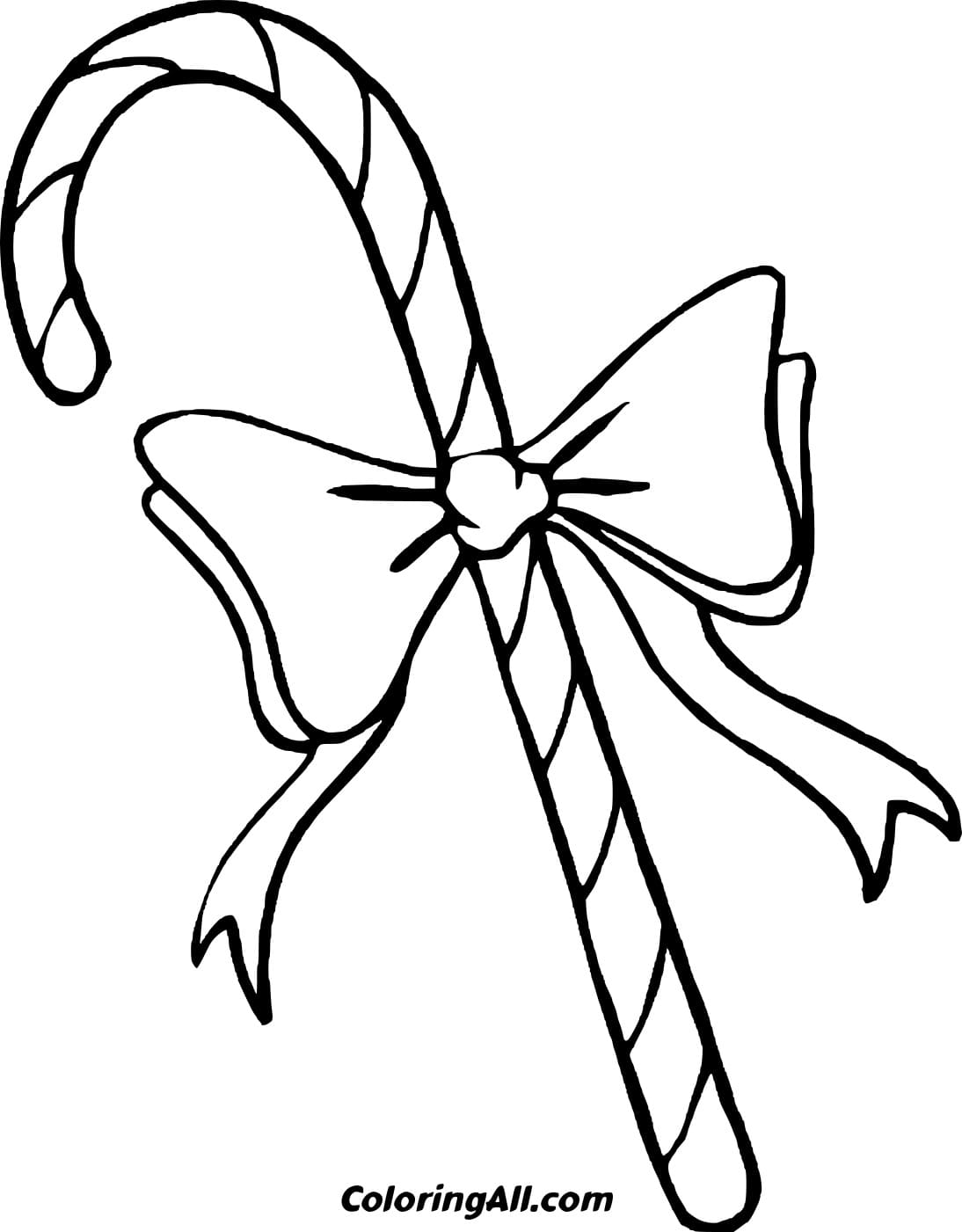 Thin Candy Cane With A Bowknot Coloring Page