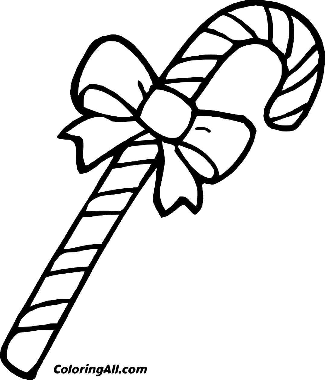 Thin Tilted Candy Cane Coloring Page