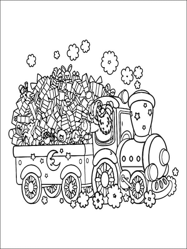 Train Full Of Christmas Presents Coloring Page