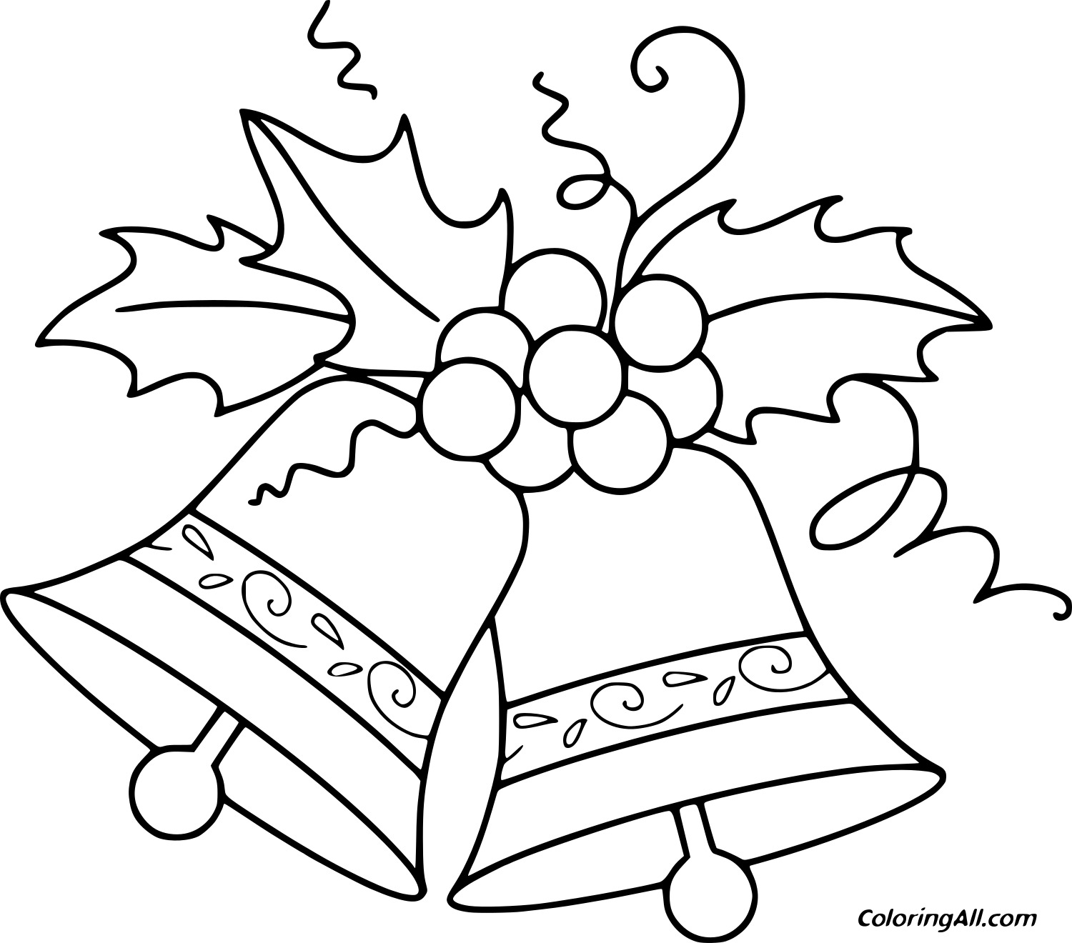 Two Bells With Pattern For Children Coloring Page