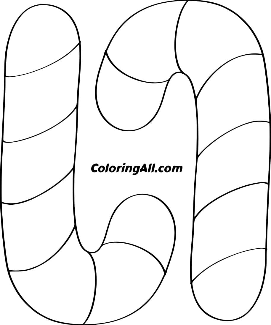 Two Simple Thick Candy Canes Coloring Page