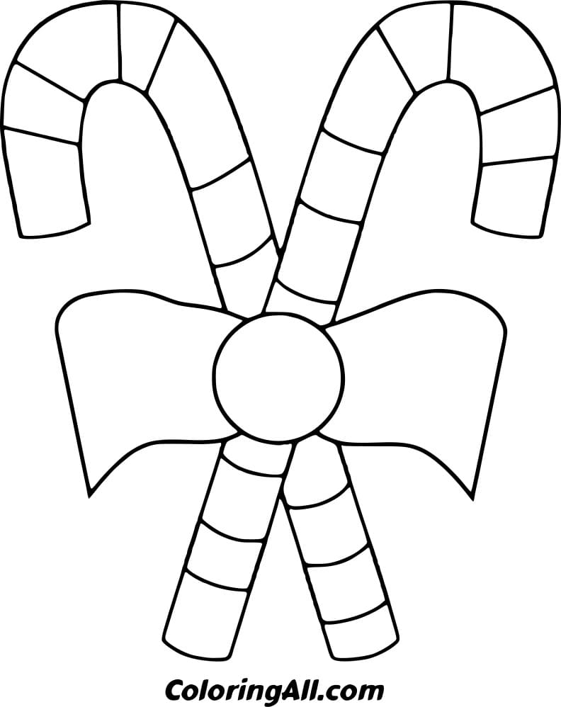 Two Thin Candy Cane Crossed Together Coloring Page