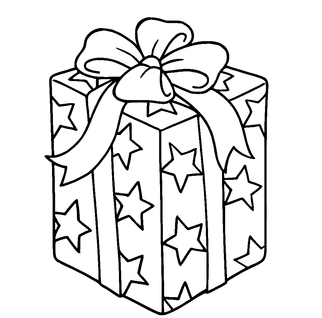Wrapped Christmas Present Coloring Page