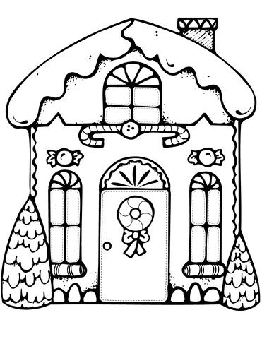 Xmas Gingerbread House Picture Coloring Page