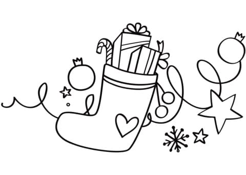 Xmas Stocking Image For Kids Coloring Page