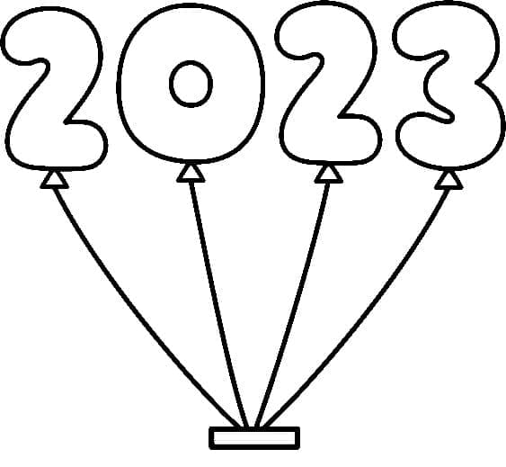 Year 2023 Balloons Coloring Page