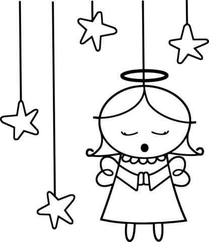 Cute Christmas Angel Coloring Coloring Page