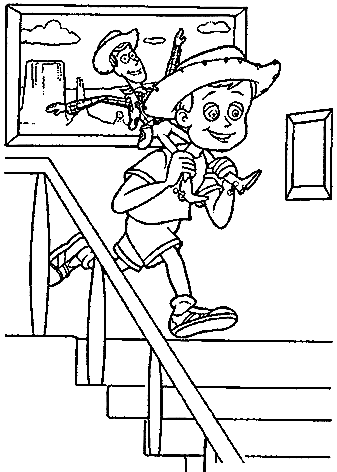 Andy With Woody Sheriff Coloring Page