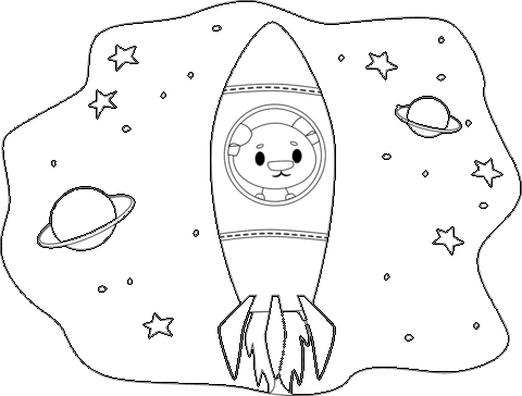 Bear In Space Printable Coloring Page