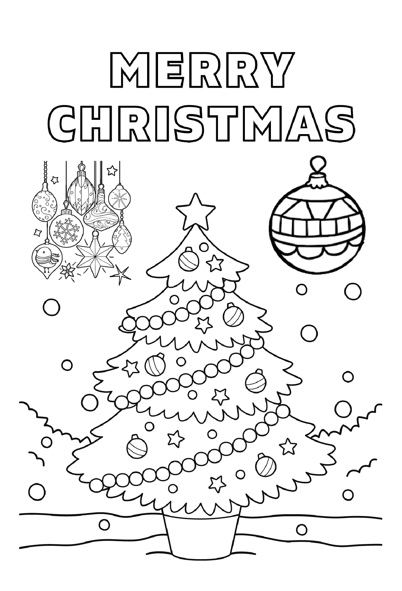 Black And White Playful Christmas Coloring Page